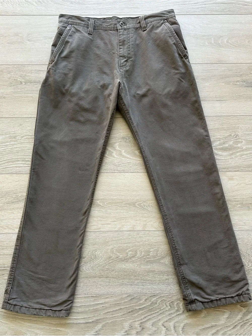 Eddie Bauer Fleece Lined Canvas Work Pants 34x32 Brown Carpenter Utility